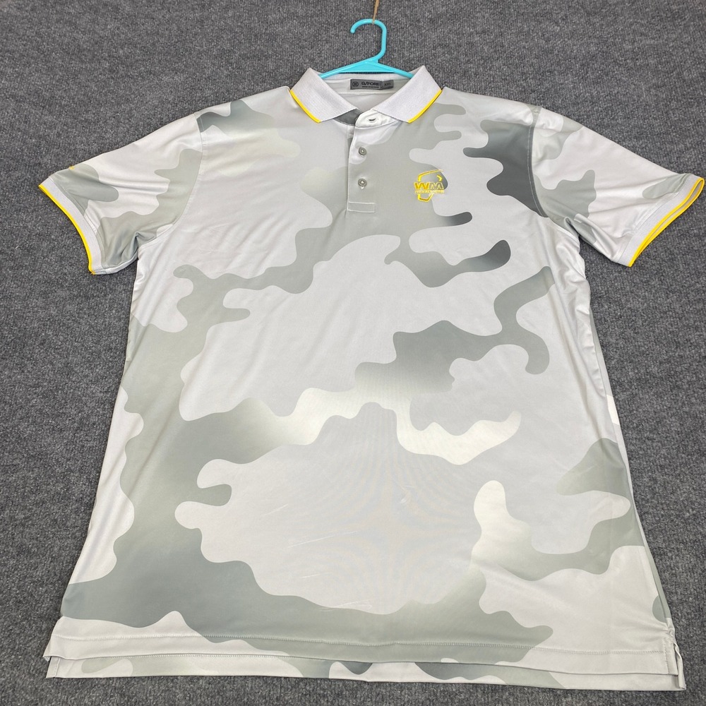 G/FORE Mens Camo Golf Polo Shirt XXL Grey White WM Phoenix Open Short Sleeve